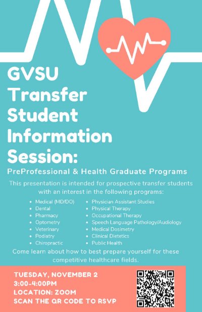 GVSU Transfer Student Information Session: PreProfessional & Health Graduate Programs